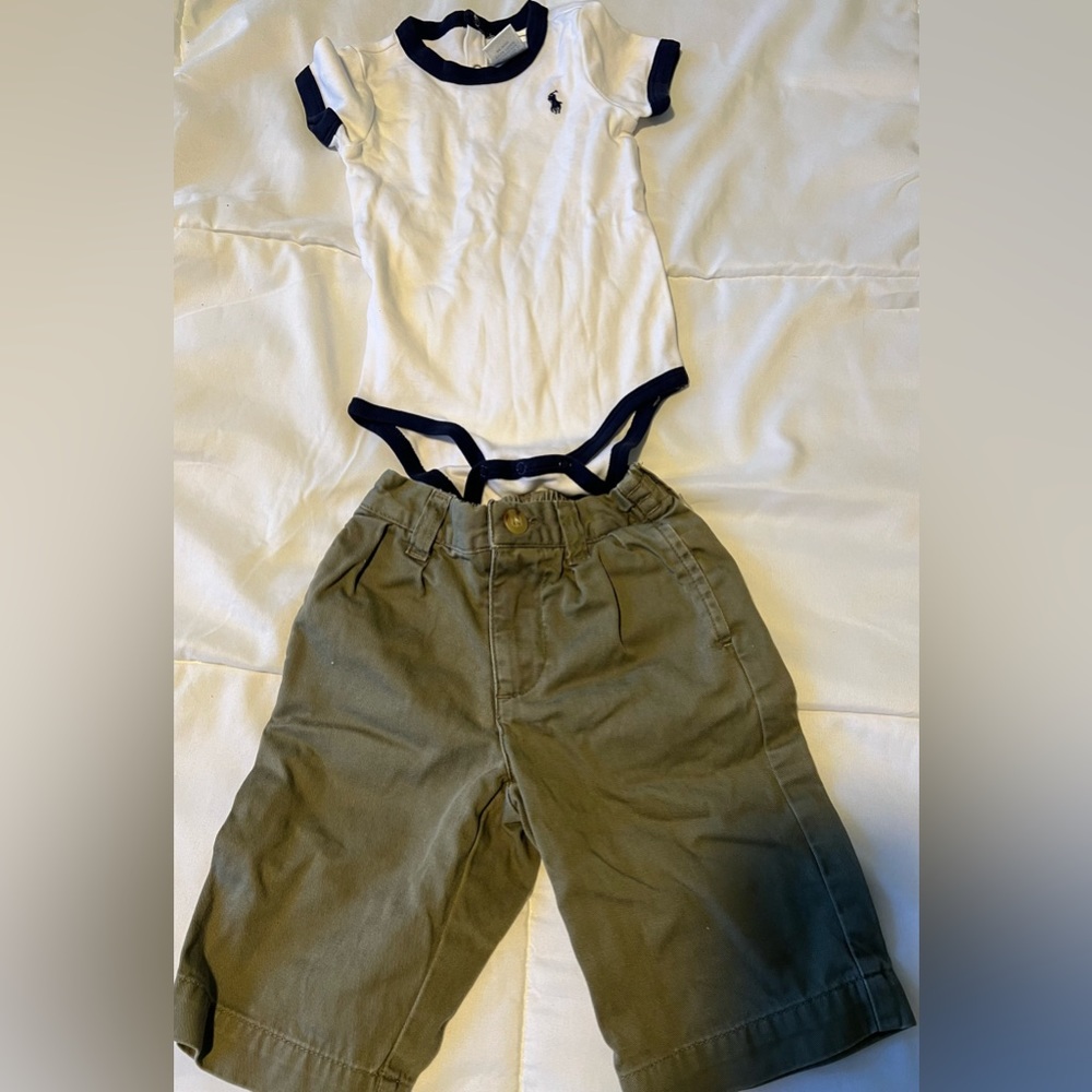 Ralph Lauren Boys cotton chino pants and onesie short sleeve